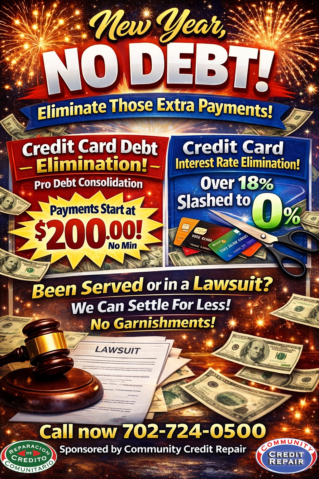 Community Credit Repair Facebook ad: Credit Card Elimination!