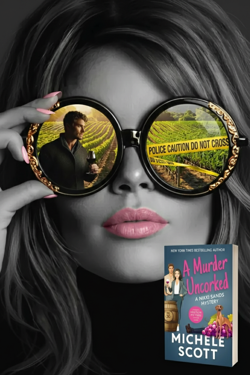 Michele Scott (A.K. Alexander) Facebook ad: A swirl of romance, a splash of danger, a finish of murder.