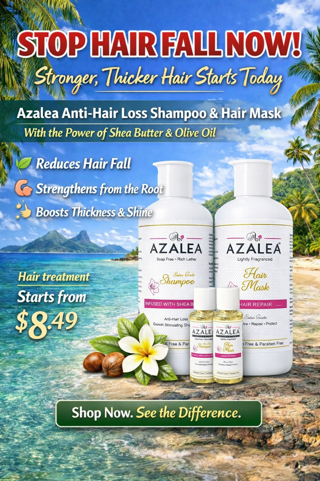 Azalea Professional Fiji Facebook ad: STOP HAIR FALL NOW!