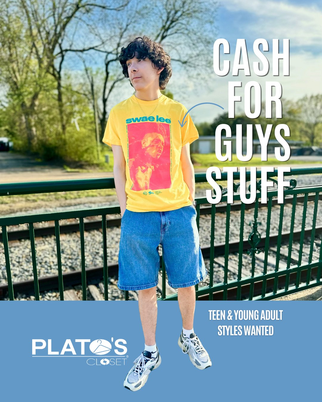 Plato's Closet - Jackson, TN Facebook ad: Guys, every day is payday graphic tees, cargos…