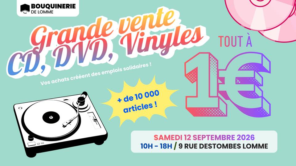 Bouquinerie du Sart - Lille Facebook ad: + de 10 000 Vinyles, CD et DVD à 1€!