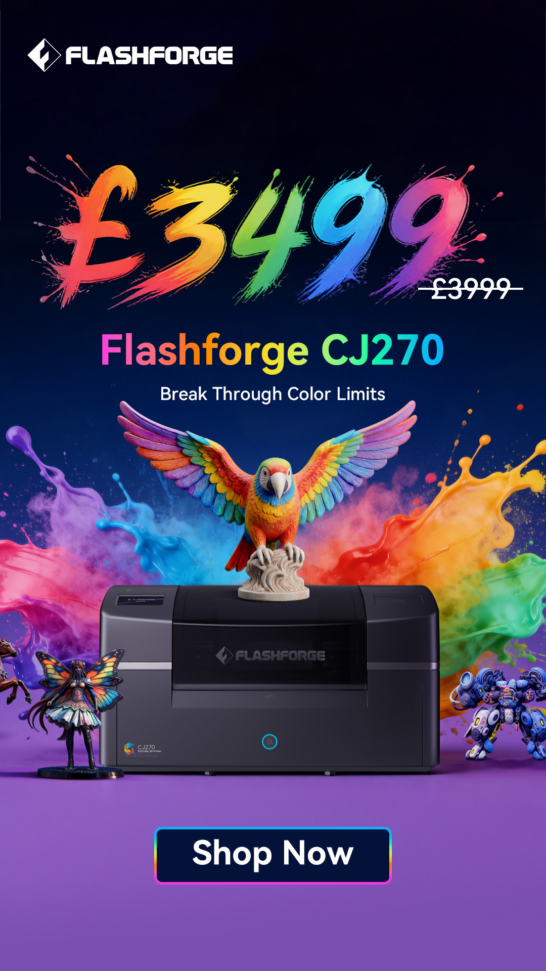 Flashforge Facebook ad: Flashforge CJ270-- Millions of Colors,One Print.The…