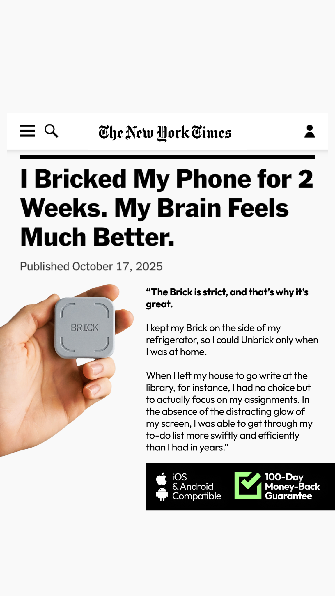 Brick - Take Back Your Time Facebook ad