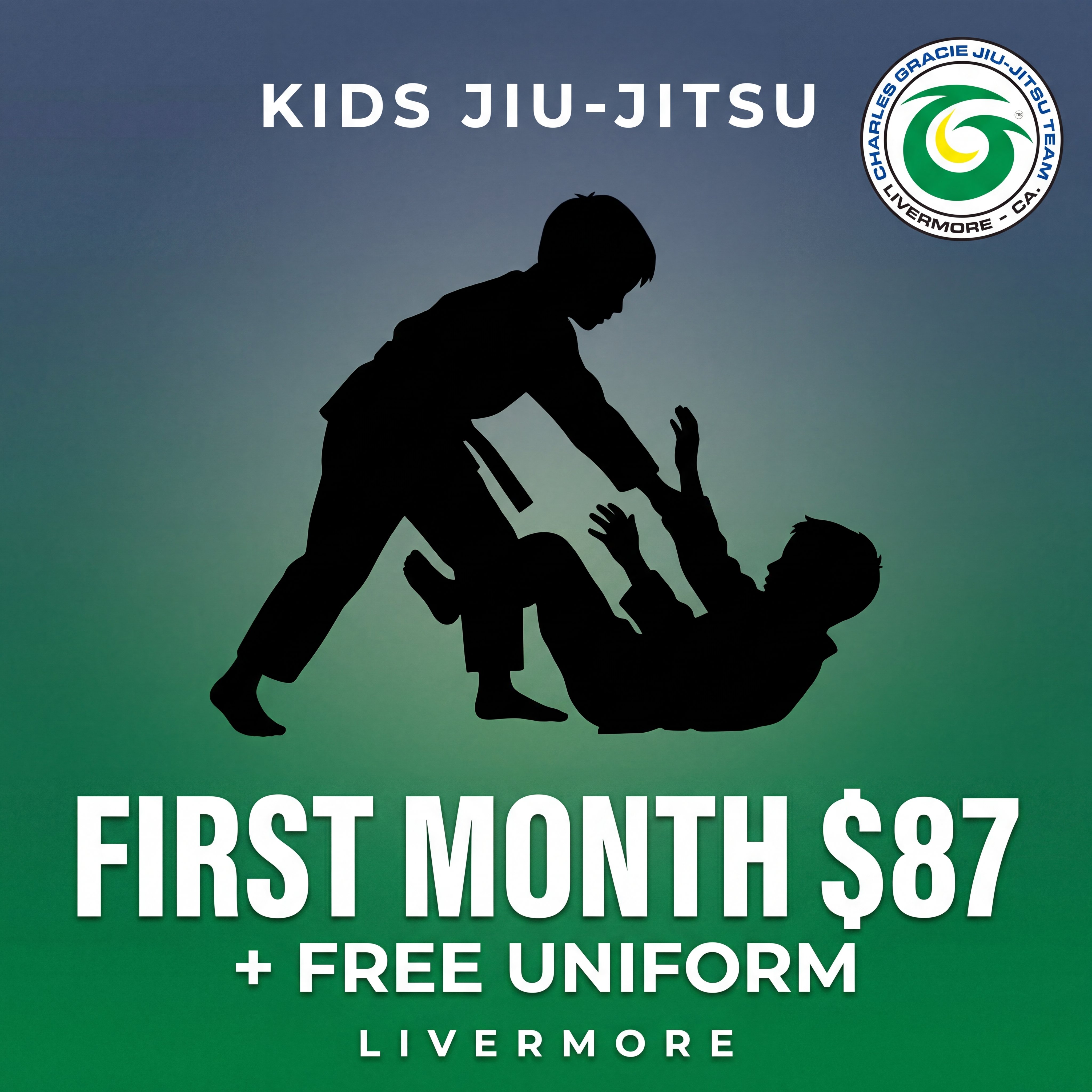 Charles Gracie Jiu-Jitsu Academy Livermore Facebook ad: First Month $87 + Free Uniform