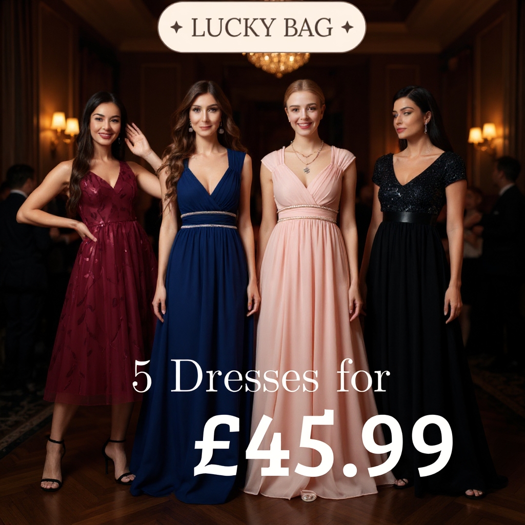 Ever-Pretty.com Facebook ad: 5 Dresses for £45.99, Lucky Bag Sale!