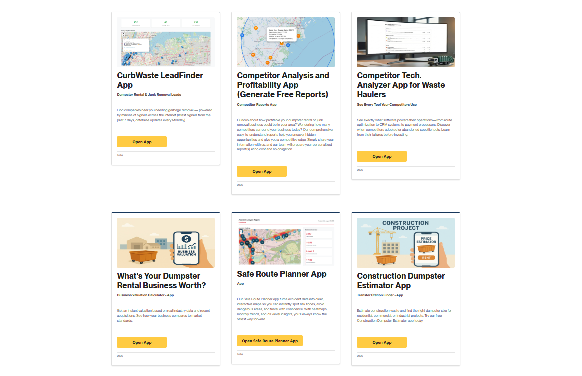 CurbWaste Facebook ad: 17 Free Apps for Waste Haulers