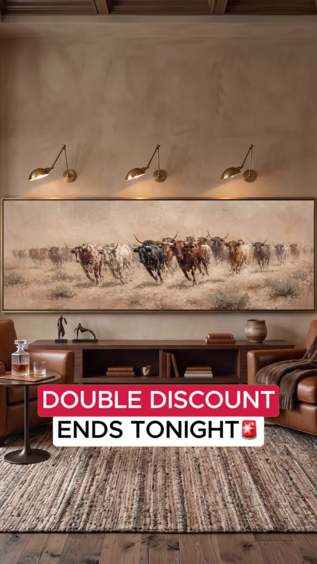 Tailored Canvases - Personalized Art Facebook ad: Longhorn Dust Trail
