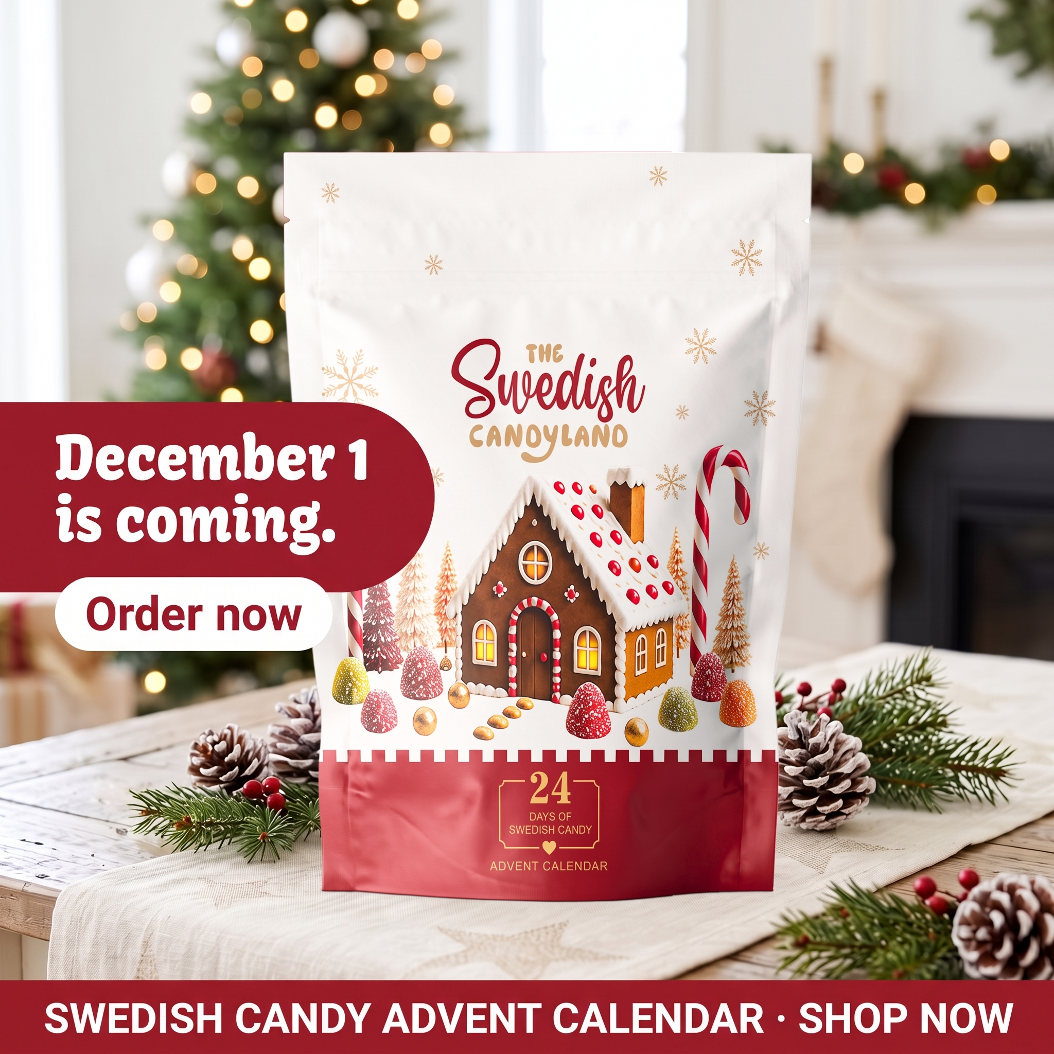 Swedish Candy Land Facebook ad: 24 Days of Swedish Candy