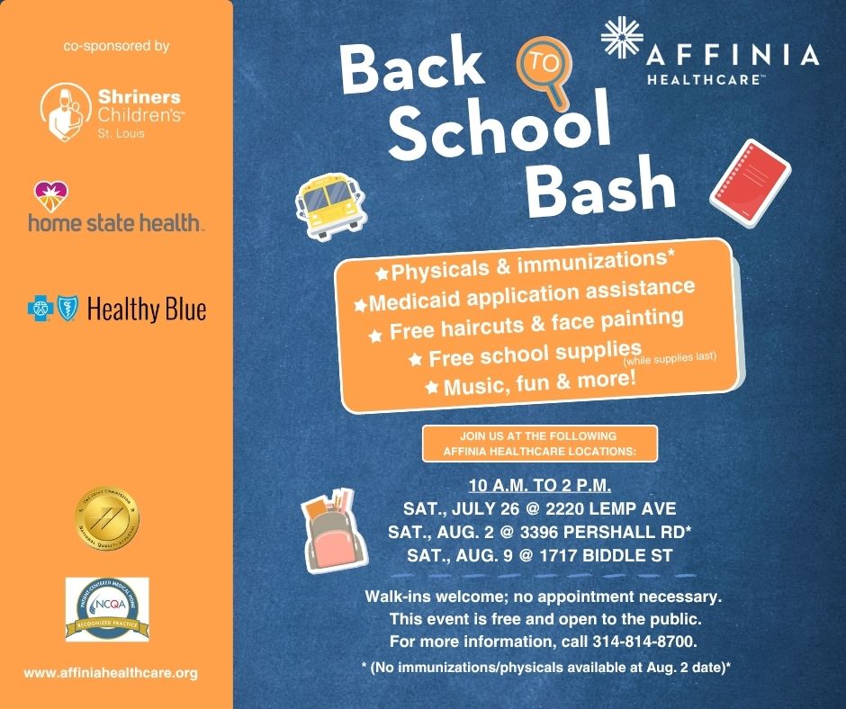 Affinia Healthcare Facebook ad: Join us for our annual Back-to-School Bash, July…