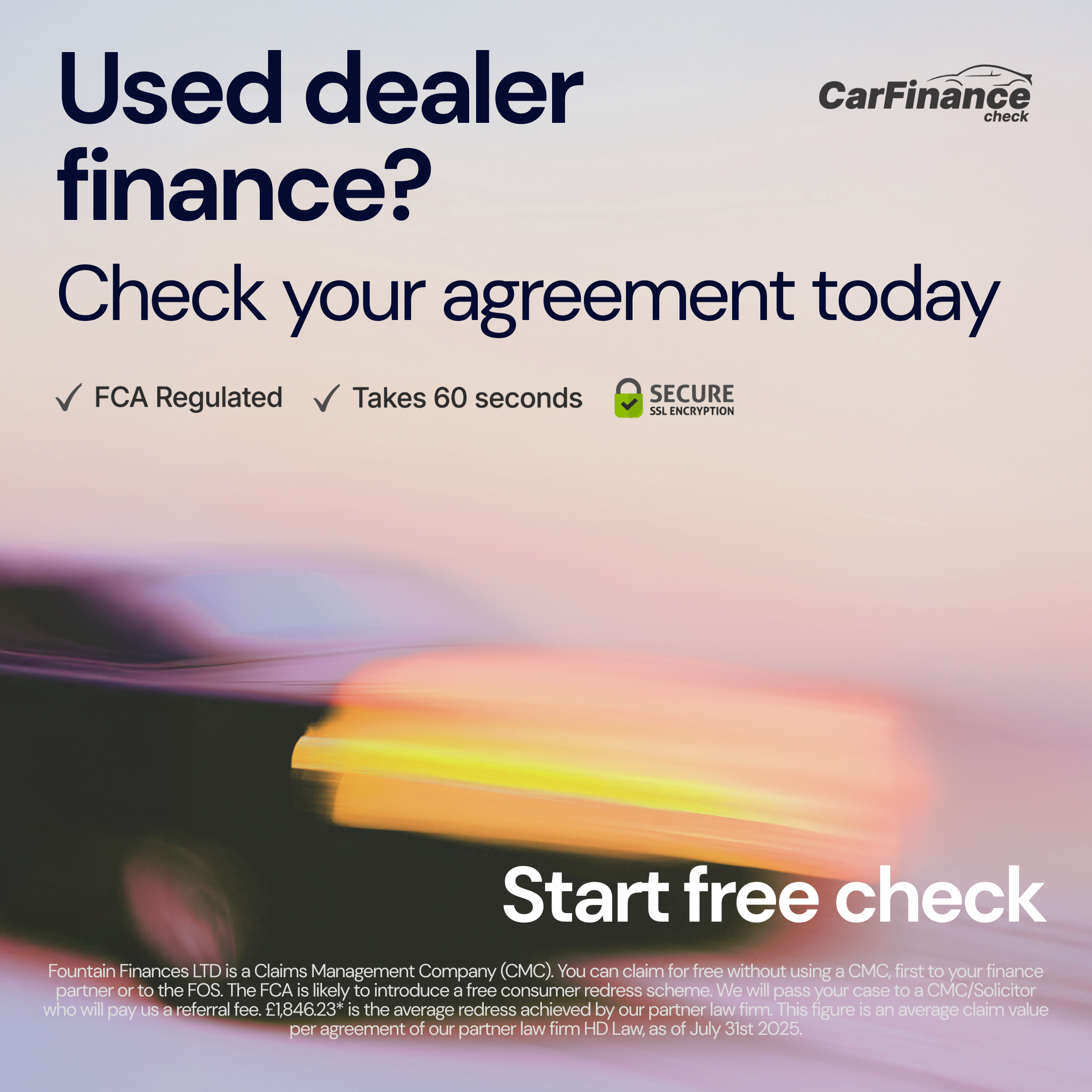 CarFinance Check Facebook ad from Mar 20, 2026