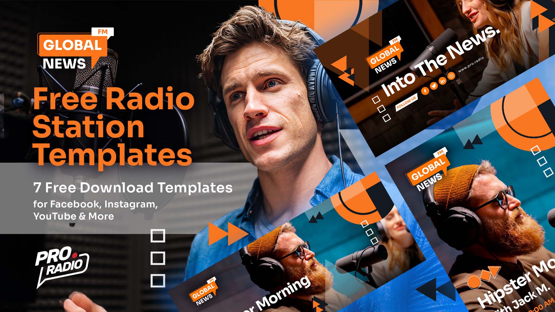 Pro.Radio Facebook ad: Download Free Global News FM Social Media Templates and…