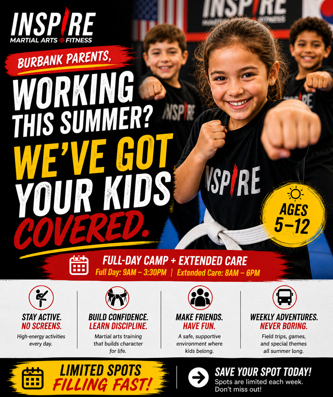 Inspire Martial Arts and Fitness Burbank Facebook ad