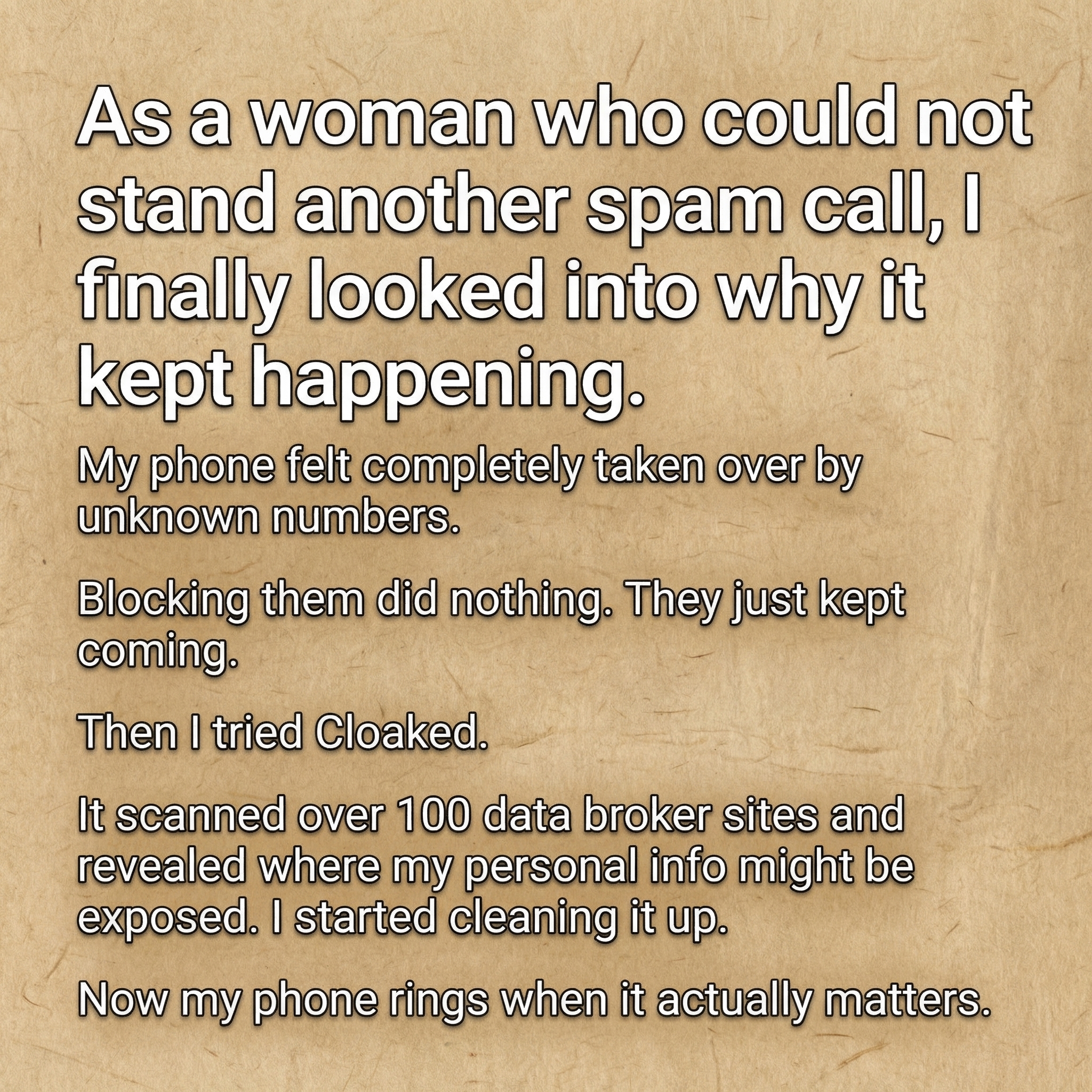 Cloaked Inc. Facebook ad: Stop Spam Calls with Cloaked