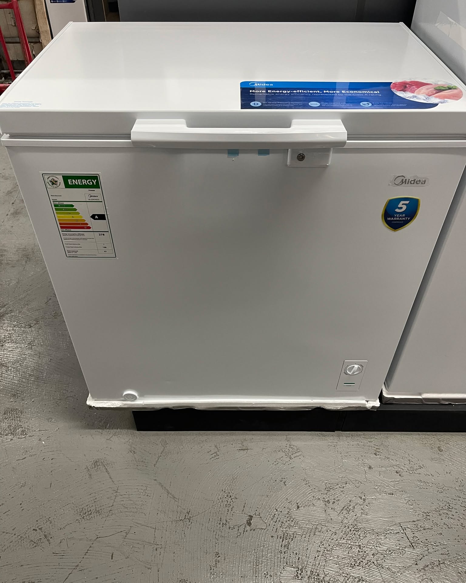 Laila Khaki Facebook ad: Midea 198L Chest freezer with 5 year warranty