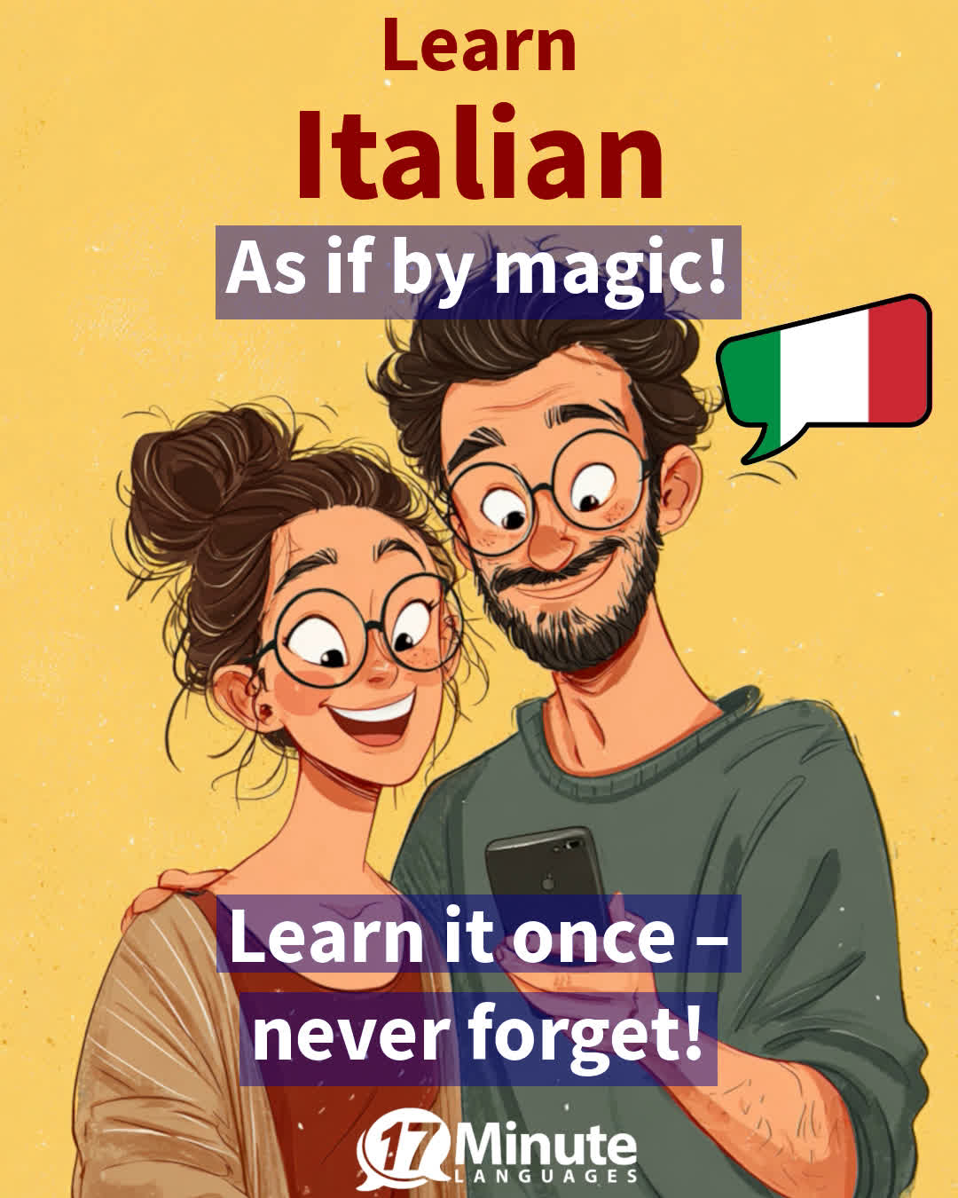 17 Minute Languages Facebook ad: Learn Italian with the long-term memory method: learn it…