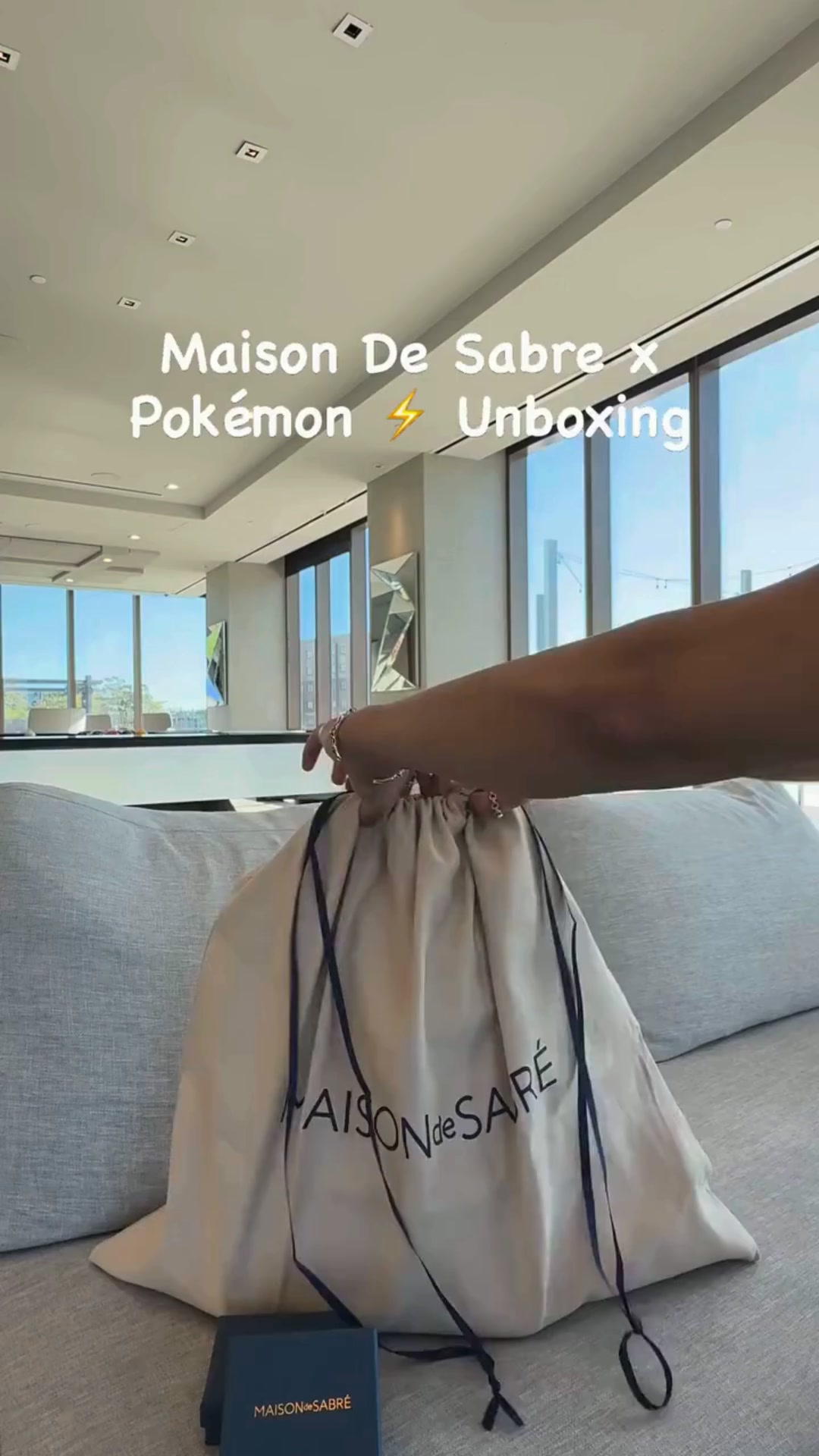 MAISON de SABRÉ Facebook ad: Unboxing the @maisondesabre x Pokémon bucket bag, adding…
