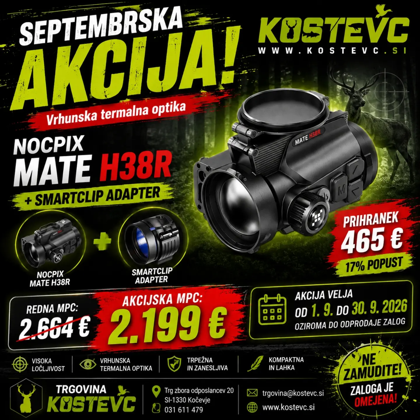 Trgovina Kostevc Facebook ad: AKCIJA: Termovizijski clip-on nastavek Nocpix MATE H38R +…