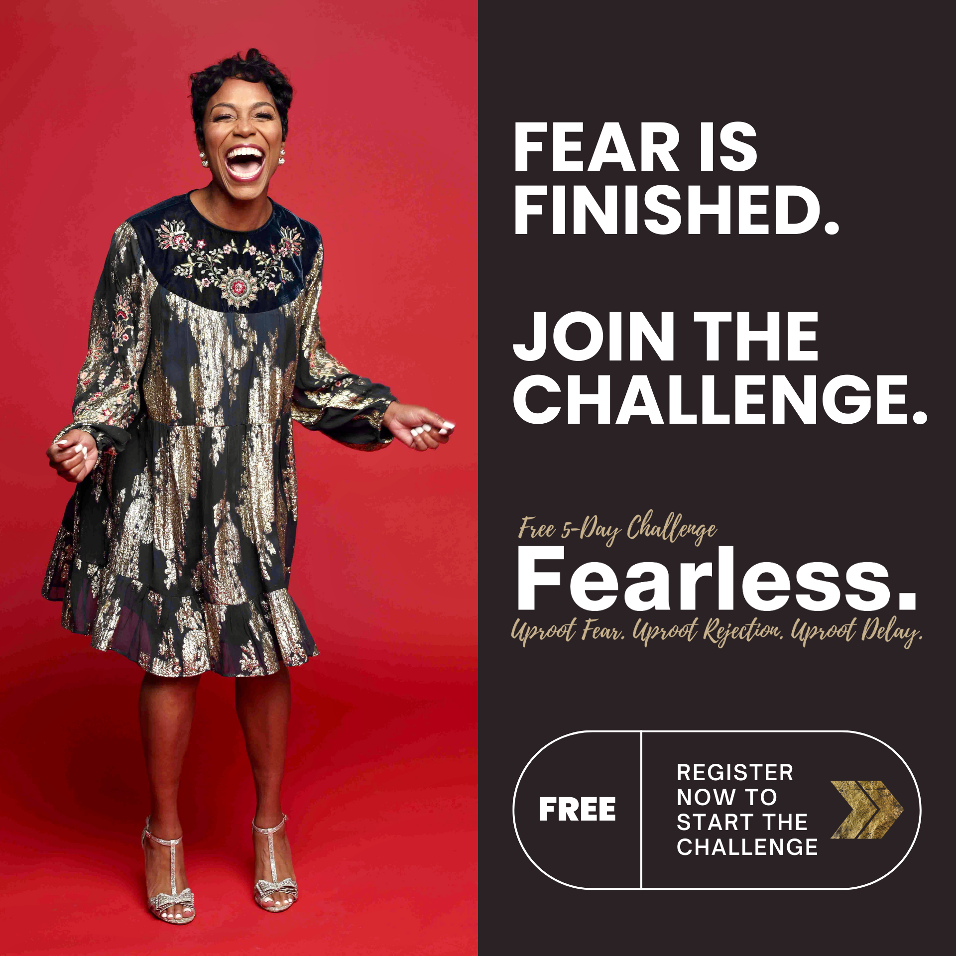 Kelly Roberson Facebook ad: Free 5-Day Fearless Challenge