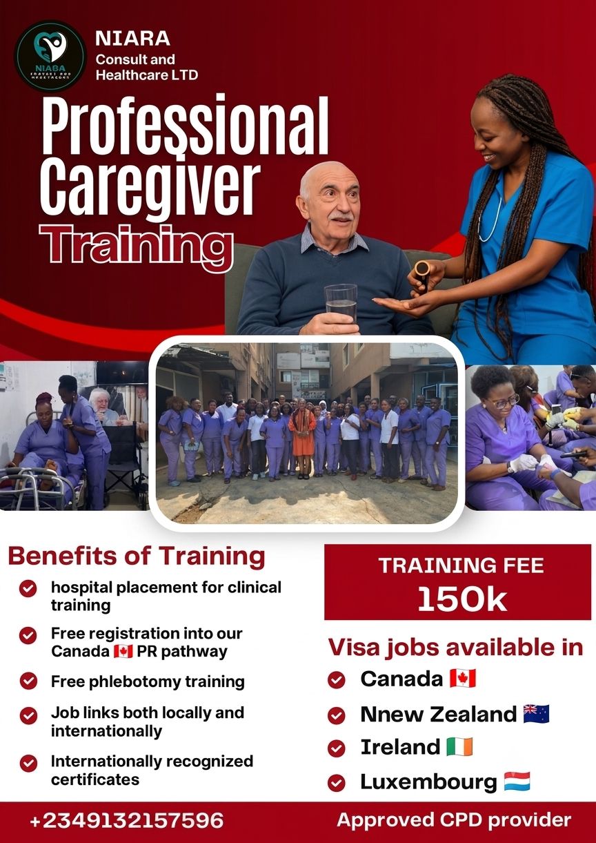 Niara Consult and Healthcare Facebook ad: ENROL FOR OUR CAREGIVER TRAINING AND ENJOY