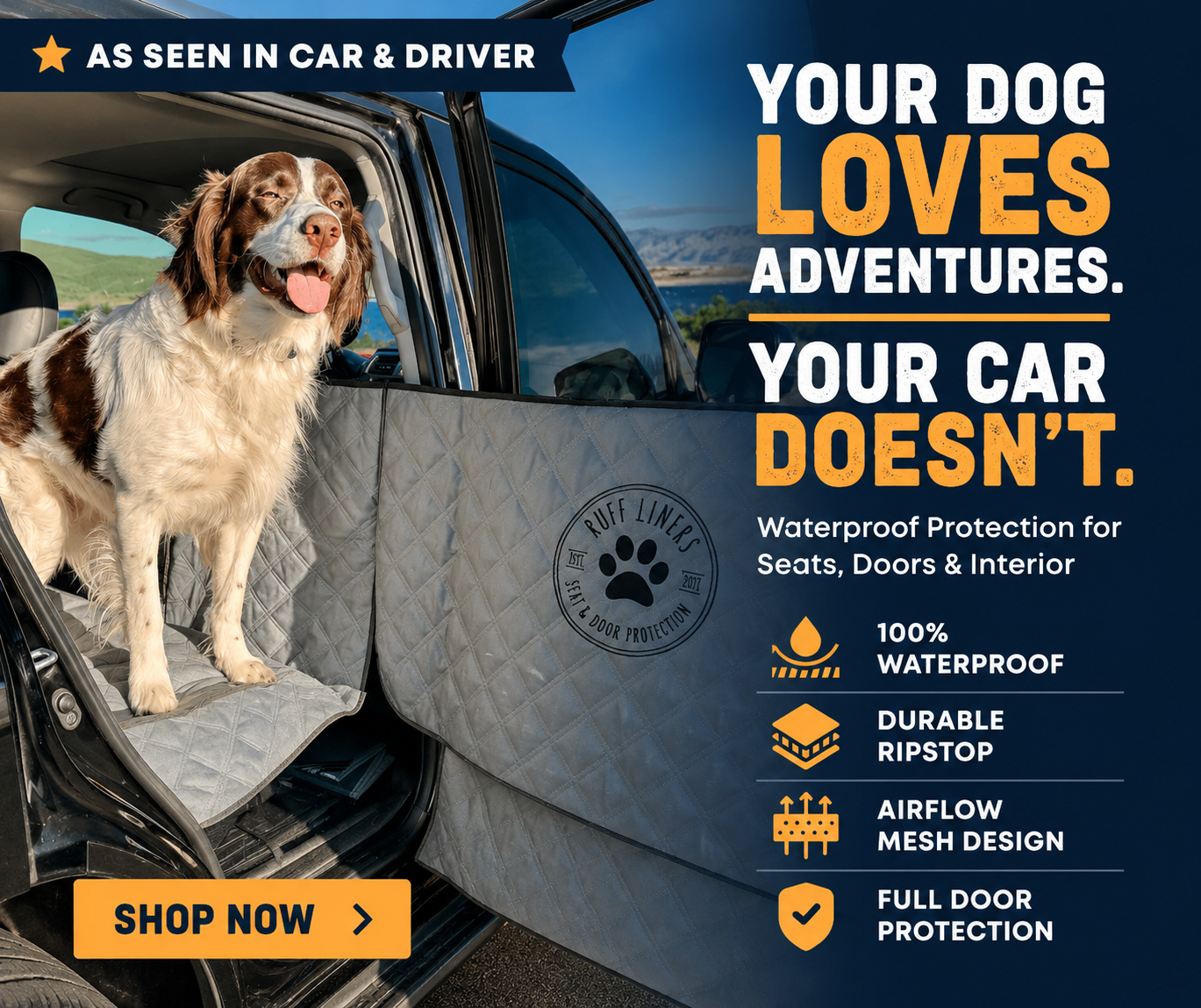 RUFF Liners Facebook ad: Best Car Seat Covers for Dogs | Dog Truck Seat Covers
