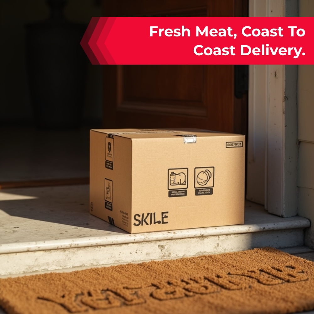 GoSearchable Express Facebook ad: Premium Meat Delivery Coast To Coast.