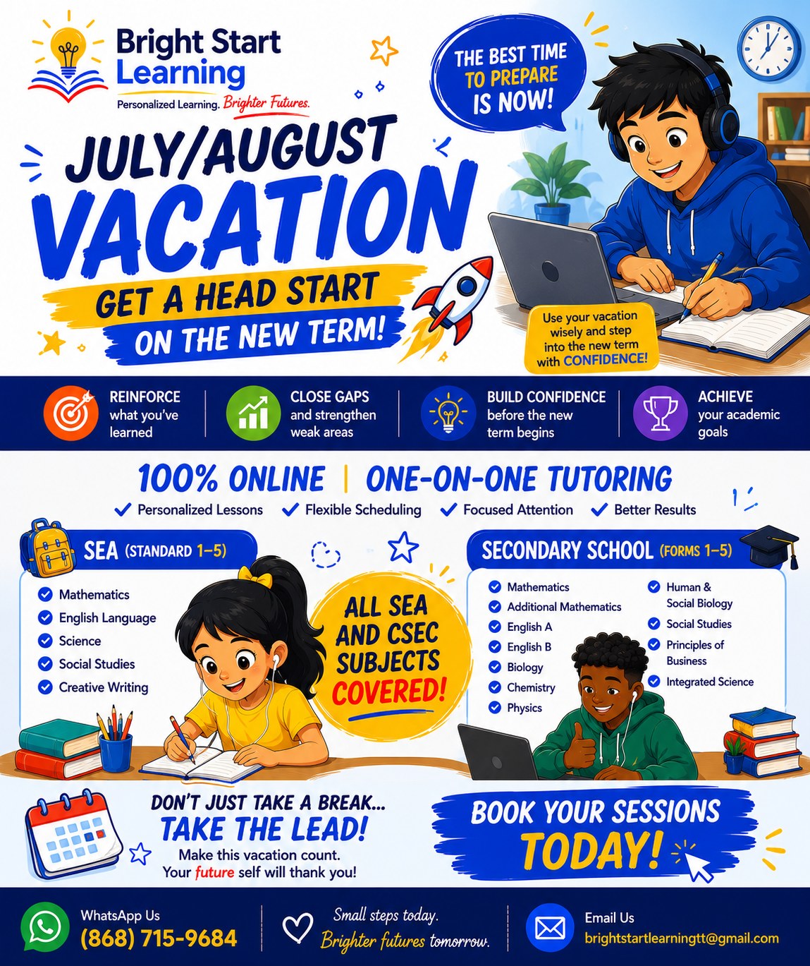 Bright Start Learning Facebook ad: One on One Online Lessons