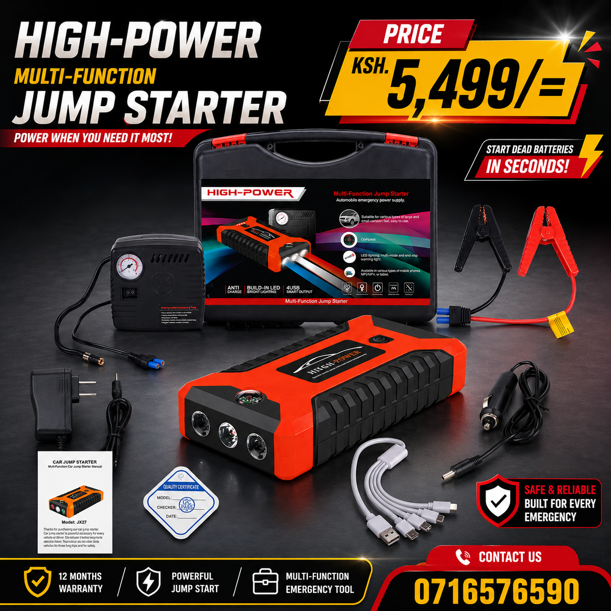 Vintage Shoppe Facebook ad: High Power Jump Starter & Tyre Inflator. Kes.5,499/= only!