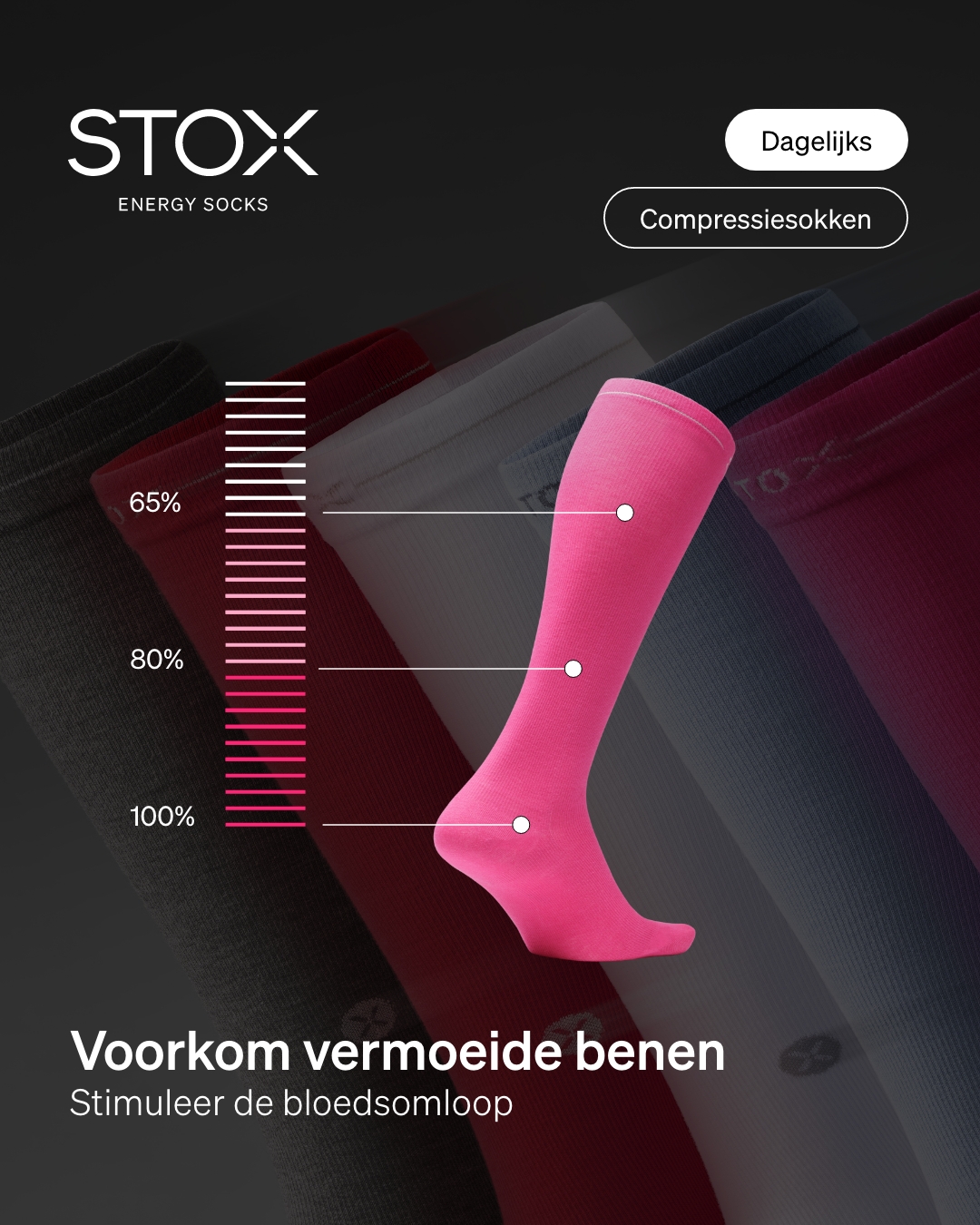 STOX Energy Socks Facebook ad: Voorkom vermoeide benen