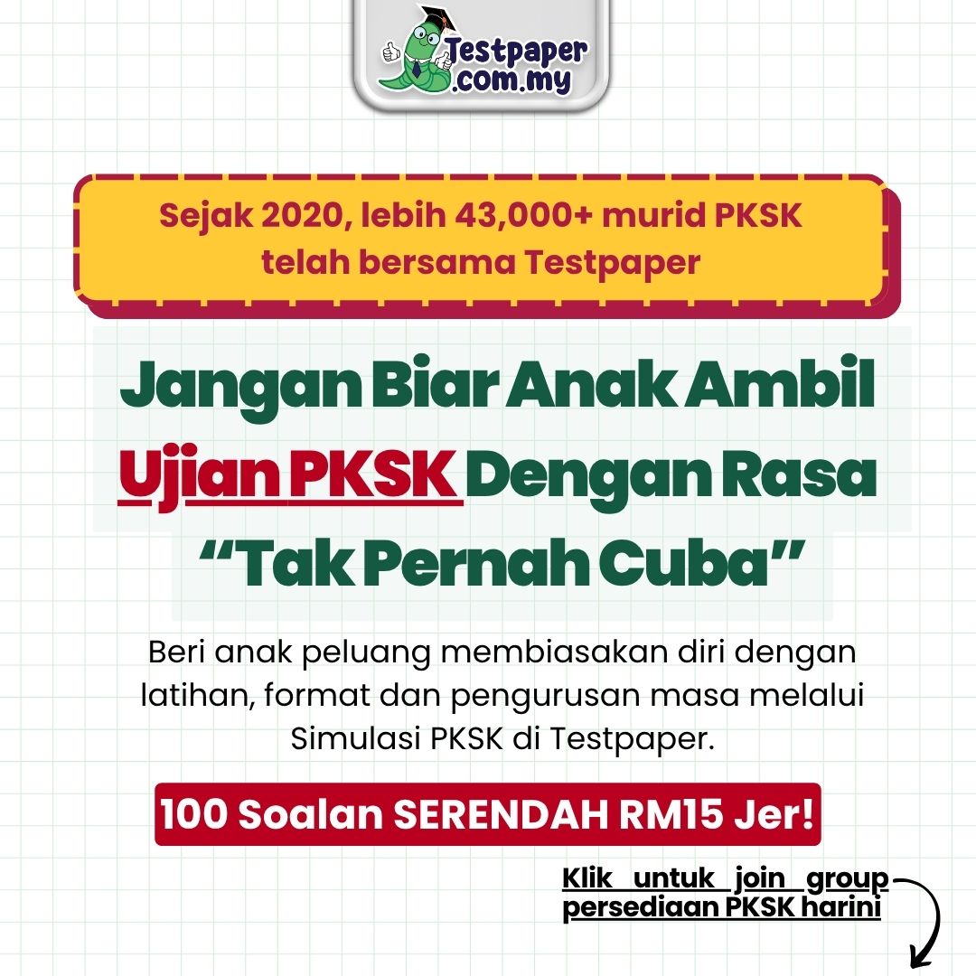 Testpaper Academy Facebook ad: 20 Soalan PKSK PERCUMA Dah Ada!