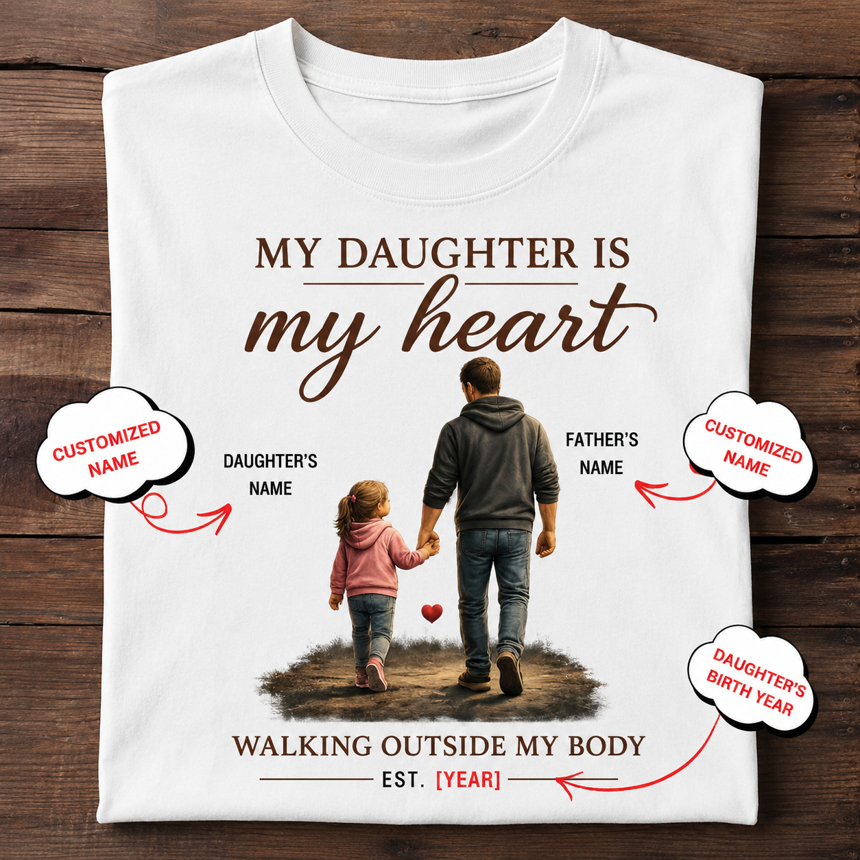 The Veloura Facebook ad: Personalized Father-Daughter T-Shirt