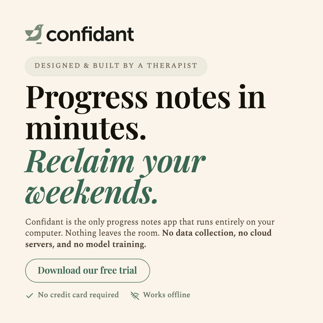Confidant Notes Facebook ad: Progress Notes in Minutes