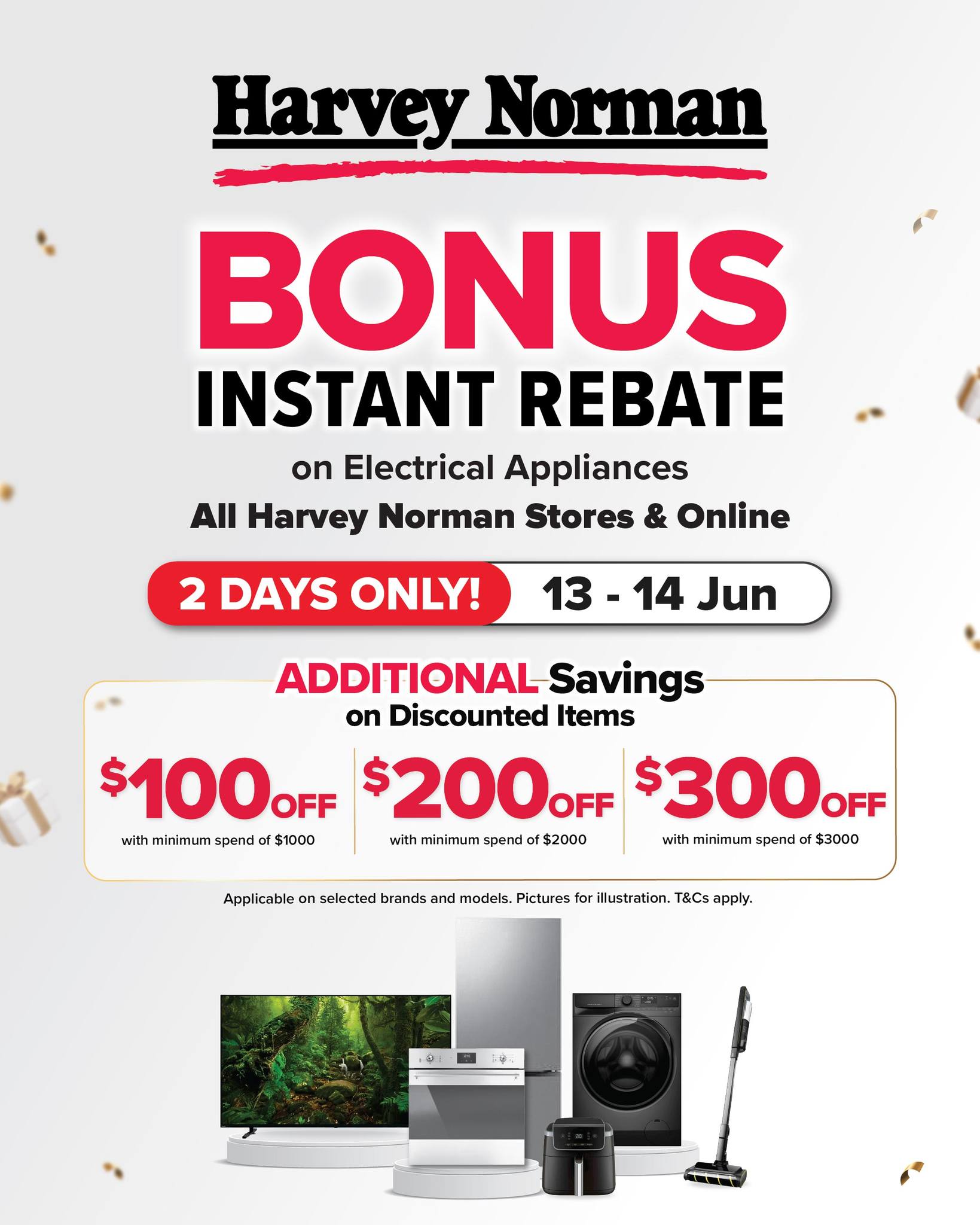 Harvey Norman Singapore Facebook ad: Plug into BONUS Instant Rebates and enjoy irresistible…