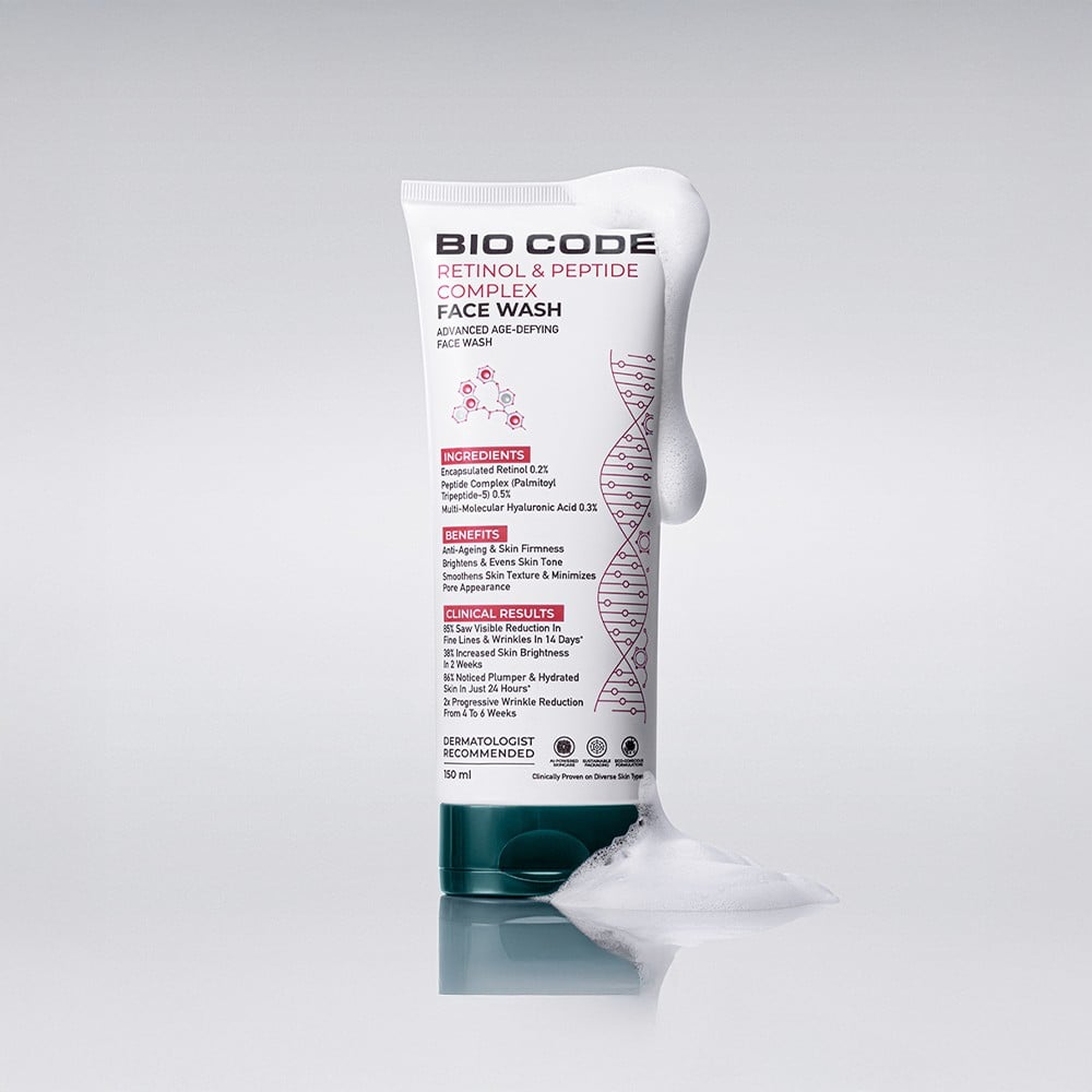 Bio Code Facebook ad: Advanced skincare meets instant delivery.