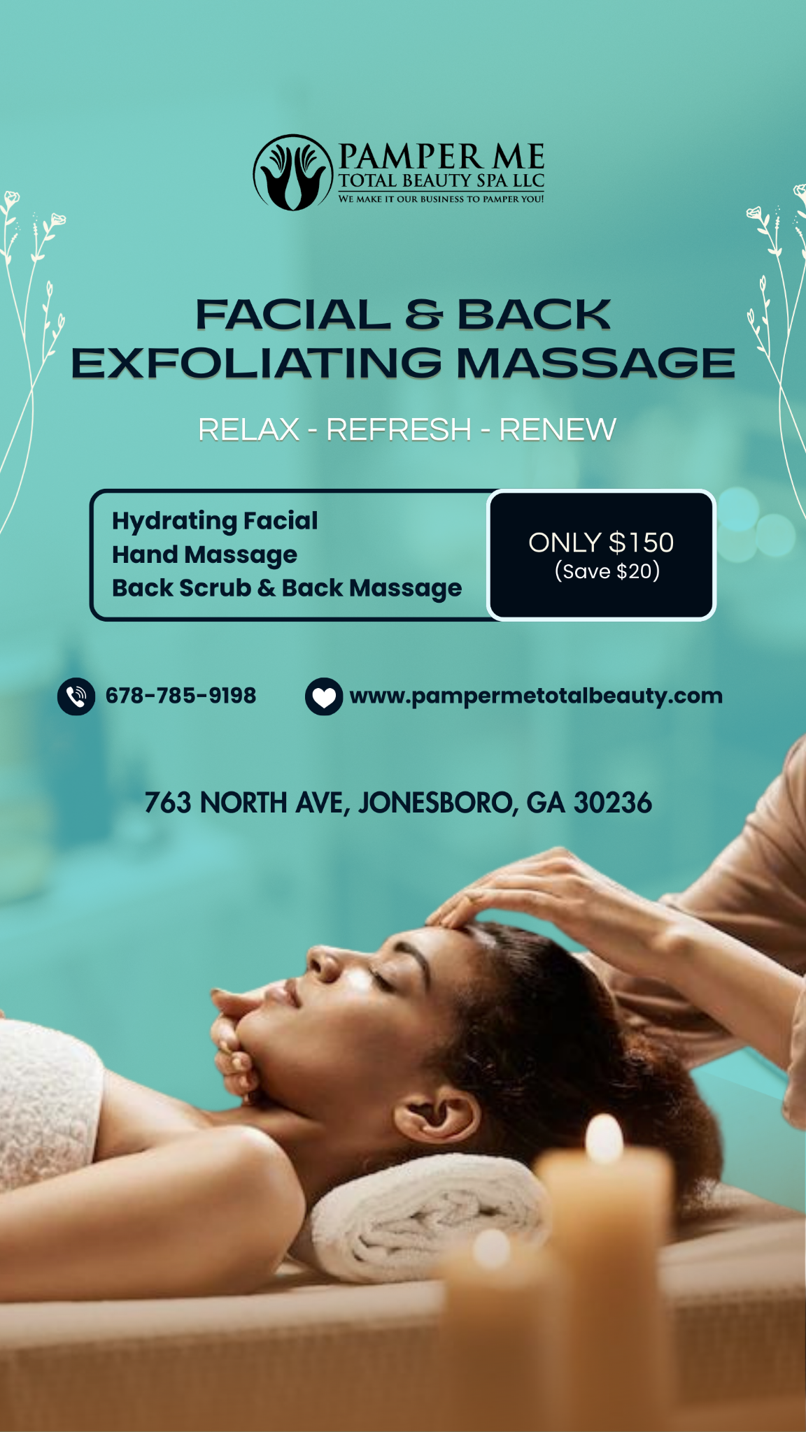 Pampermetotalbeauty Facebook ad from Feb 10, 2026