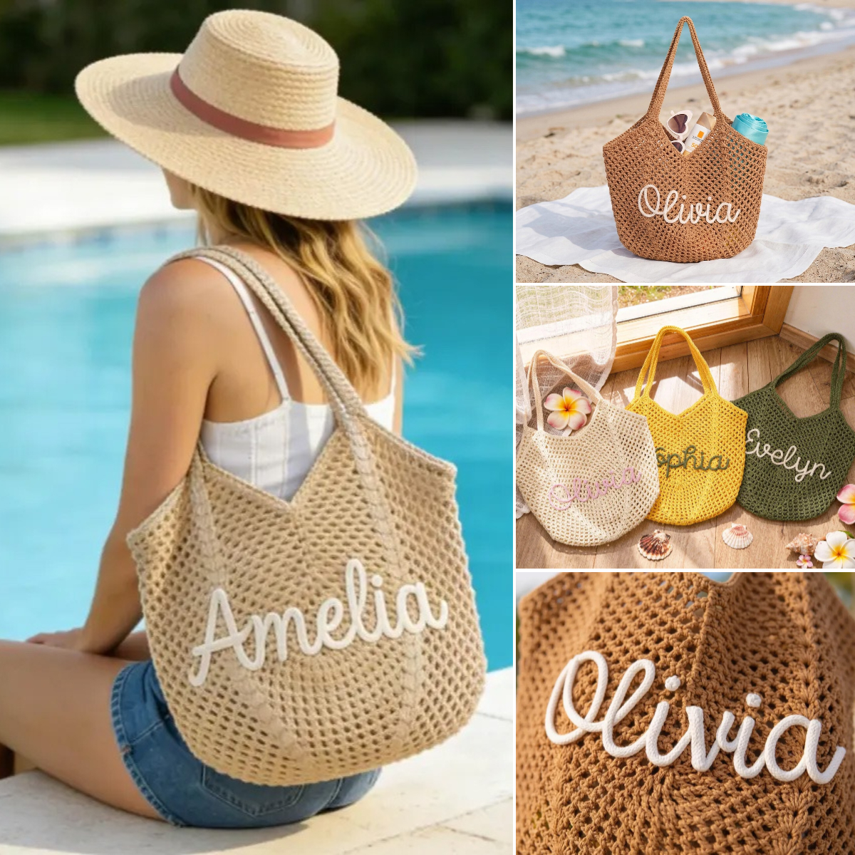 Duckbe Custom Gifts Facebook ad: Personalized beach tote bags, Crochet beach bags…