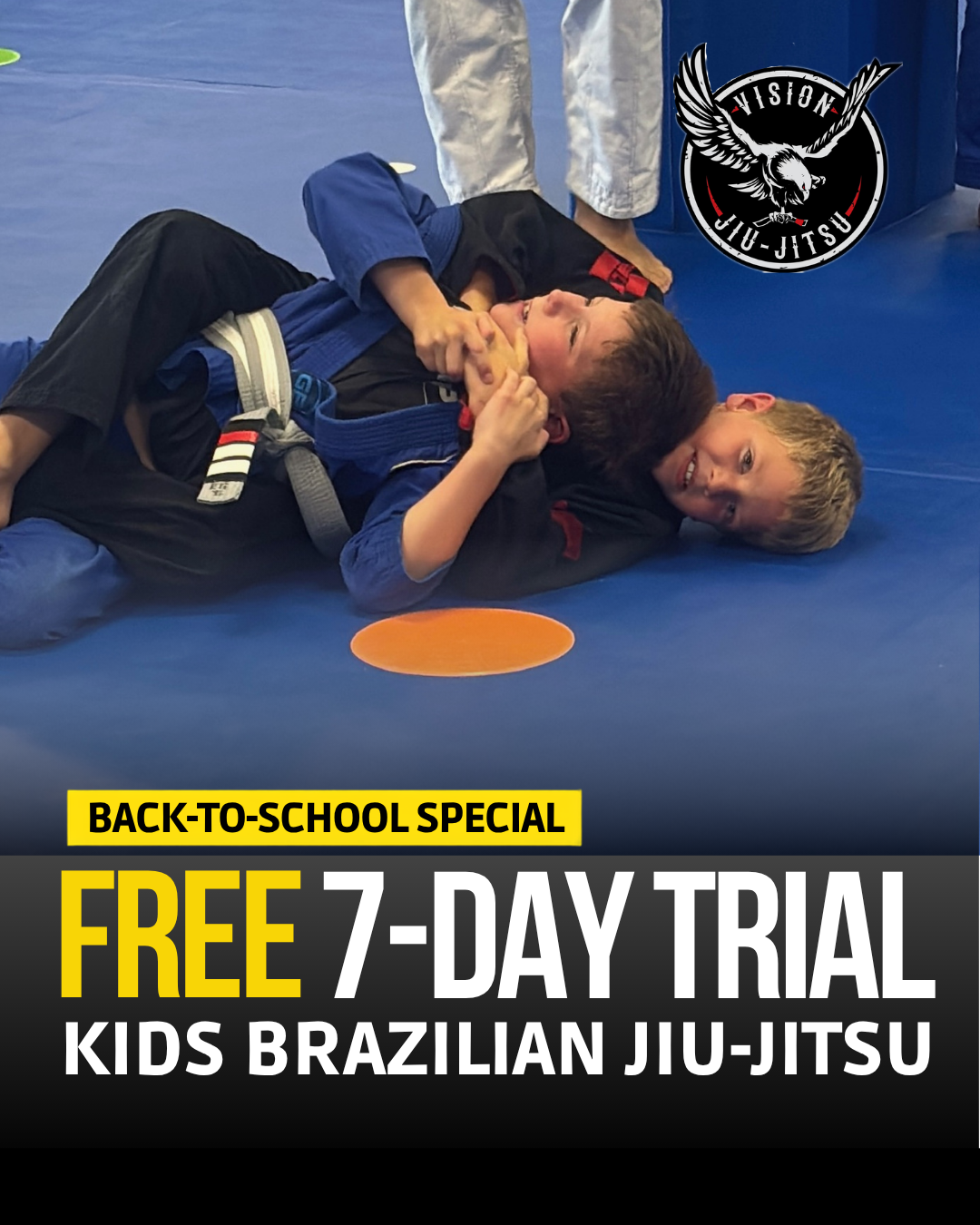 Vision Brazilian Jiu Jitsu Farmington Hills Facebook ad: Free 7-Day Kids & Teens BJJ Trial