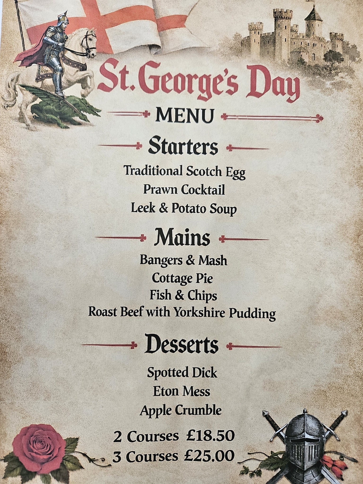 The Cross Keys Pulloxhill Facebook ad: With St George's Day coming up on Thursday…