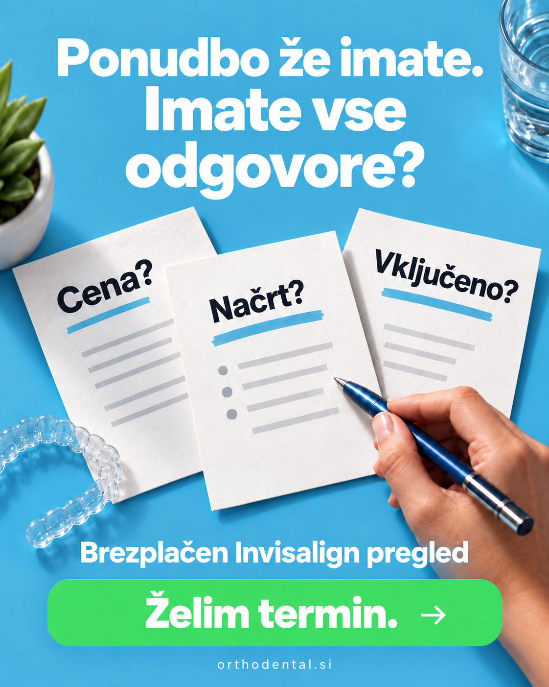 OrthoDental Facebook ad: Najprej odgovori. Potem odločitev.