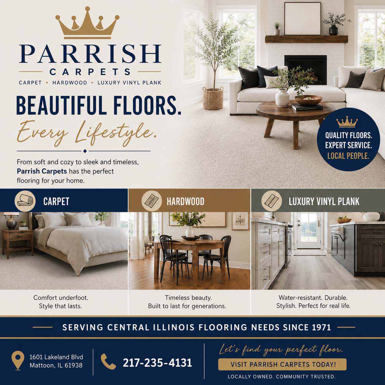 Parrish Carpets Facebook ad from Jun 7, 2026