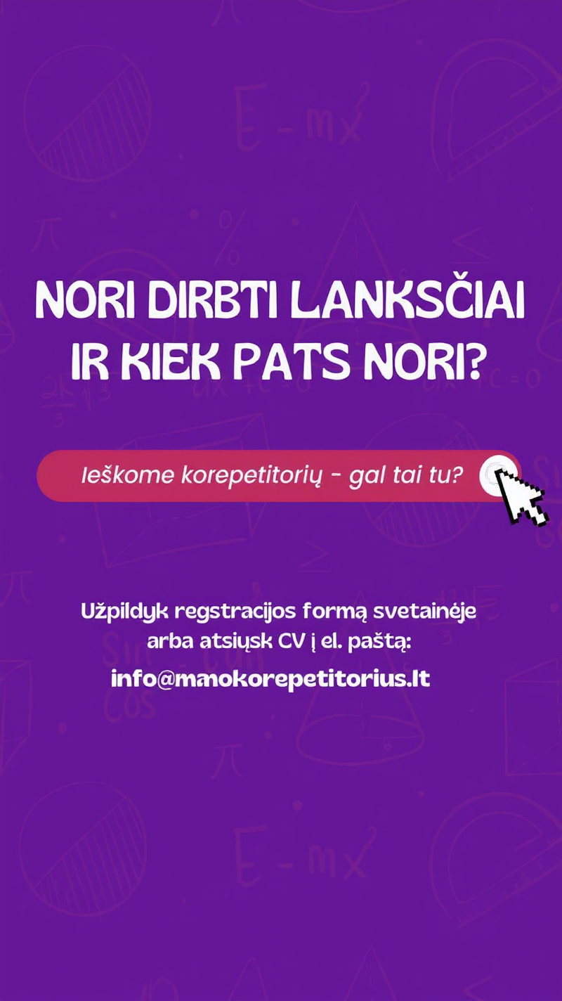 Mano korepetitorius Facebook ad: Ieškome korepetitorių, prisijunk!