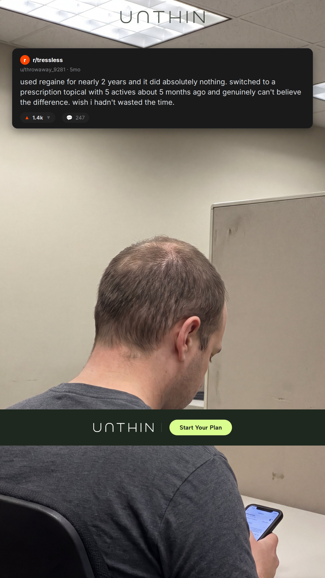 Unthinhair Facebook ad