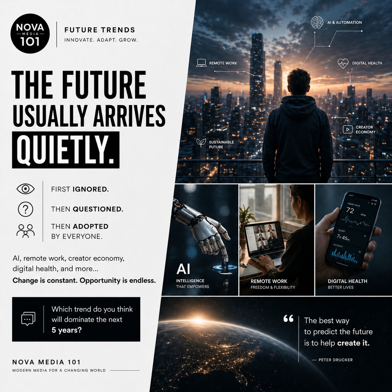 Nova Media 101 Facebook ad: The future usually arrives quietly.