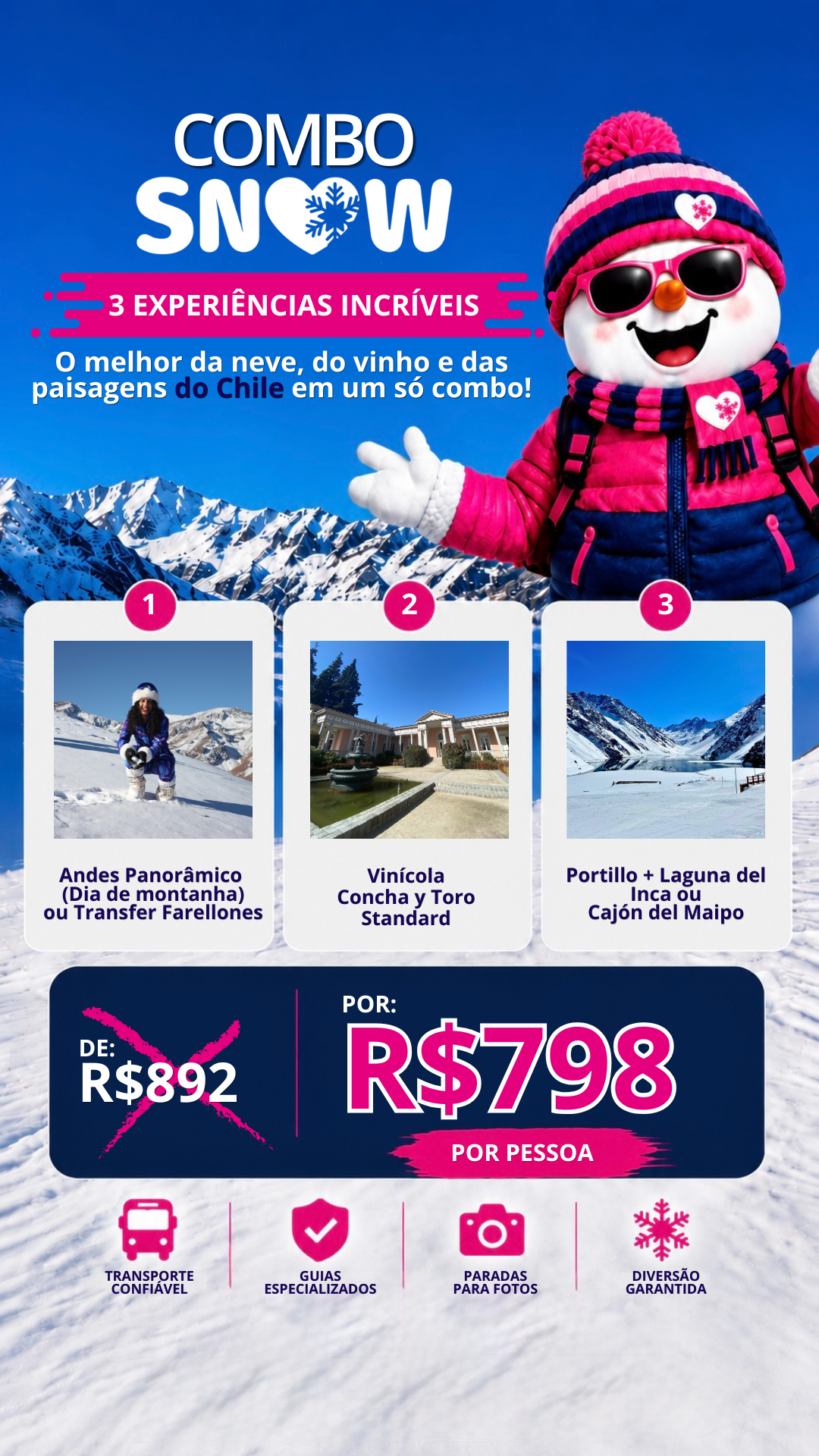 SnowTours Chile Facebook ad: Fale coma nossa equipe!