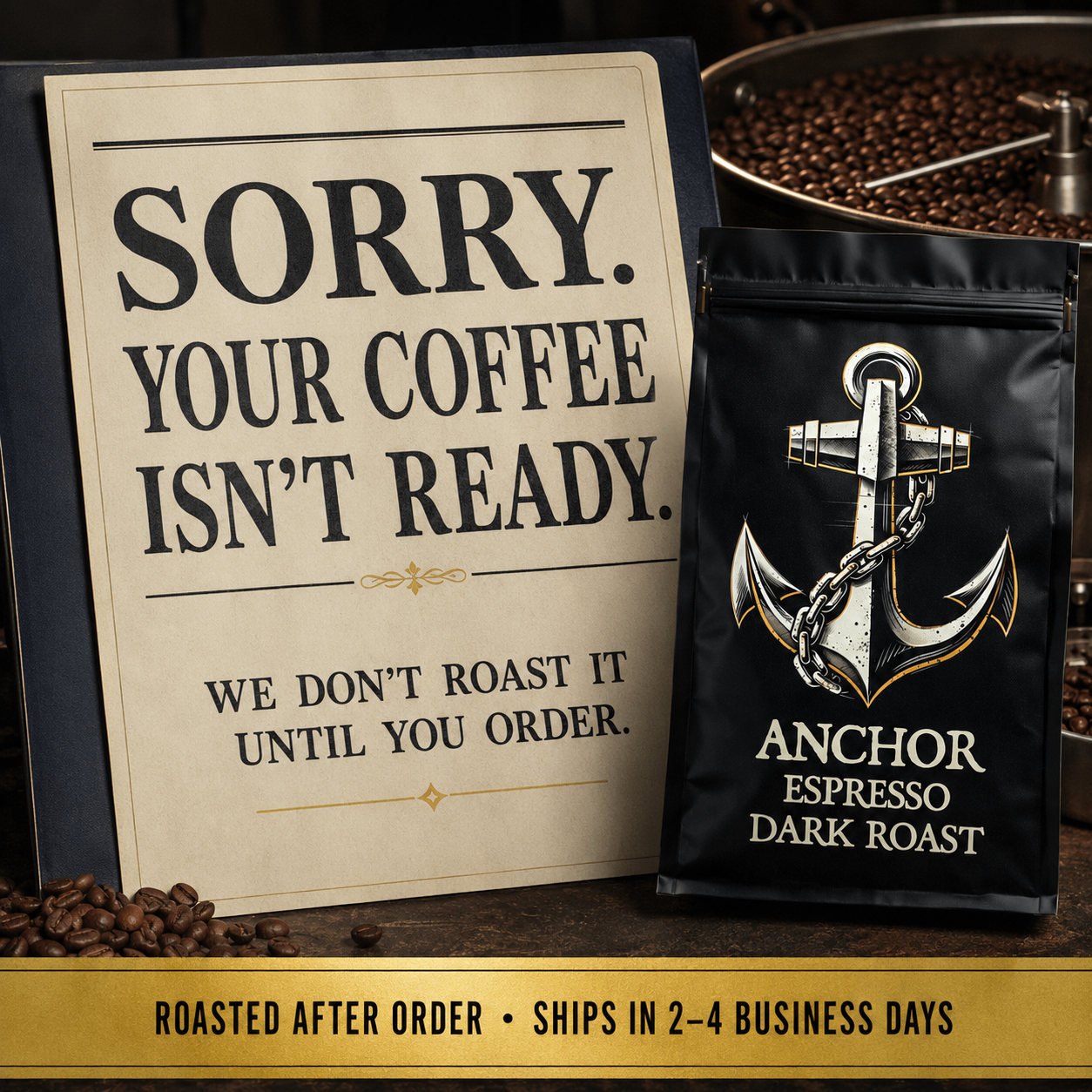 Bilge Brew Coffee Co, LLC Facebook ad: I hired a Marine to keep things simple. Ships fresh.