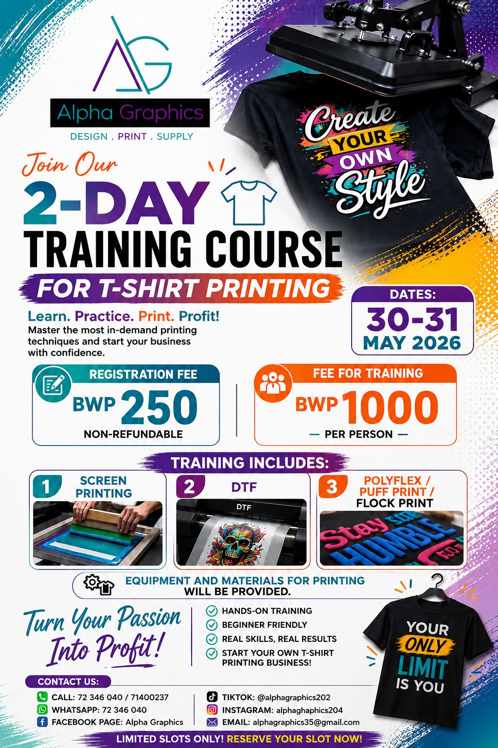 Alpha Graphics Facebook ad: TURN YOUR PASSION INTO PROFIT!
