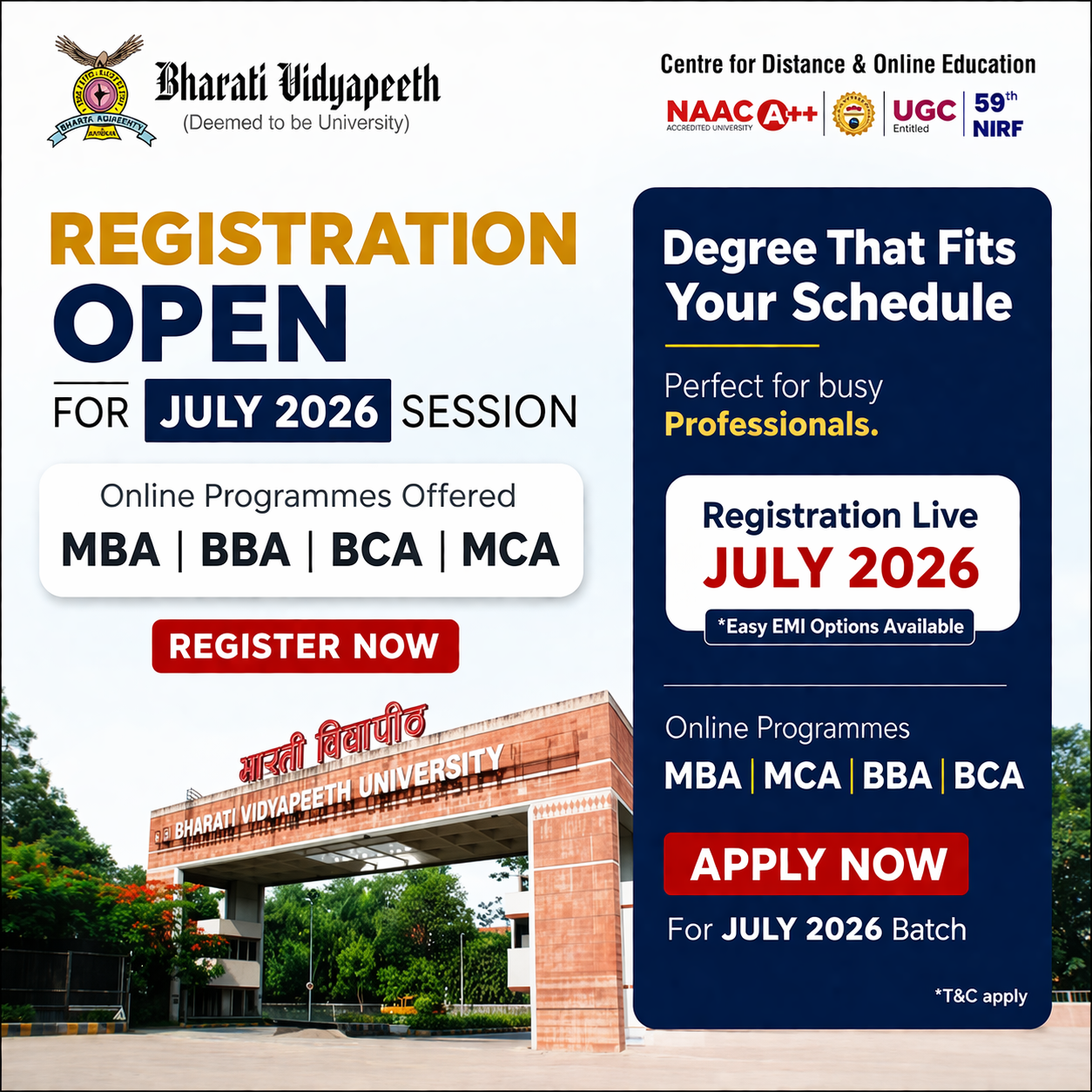 Bharati Vidyapeeth's Online Facebook ad