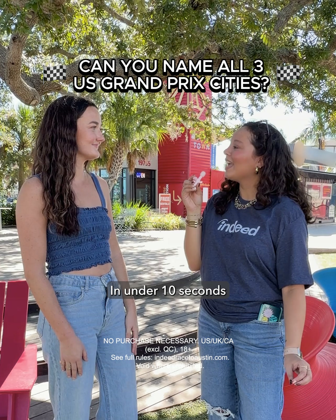 Indeed Facebook ad: Race To Austin Giveaway