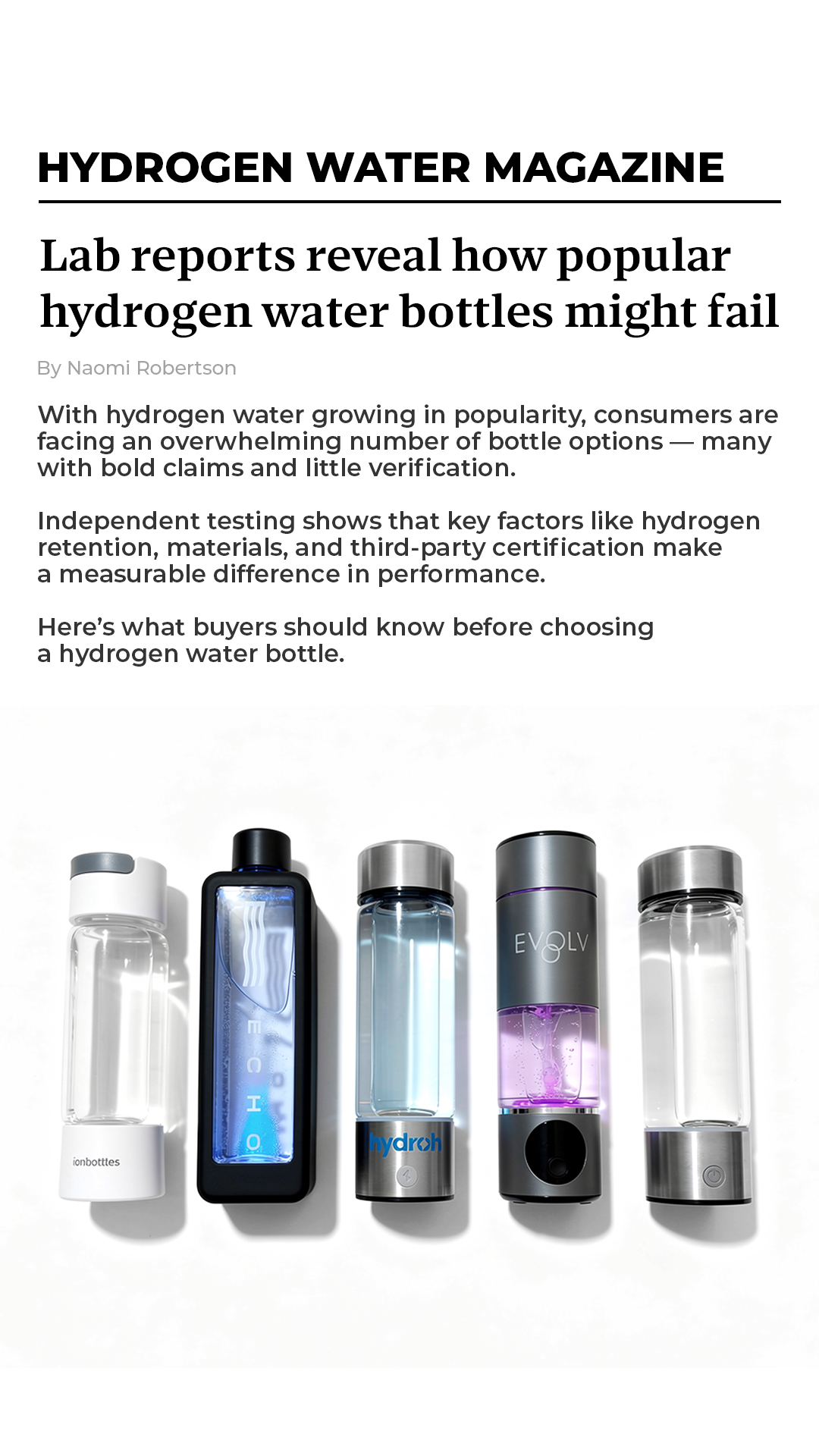 The Hydrogen Water Magazine Facebook ad