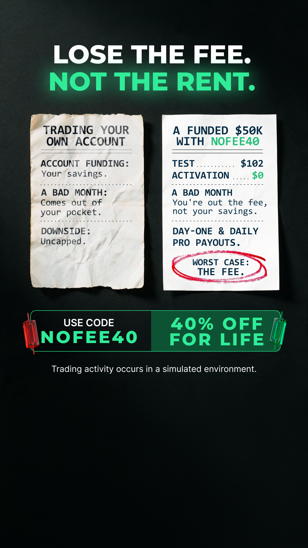 Take Profit Trader Facebook ad: Program Update: 3 Days to Pass!