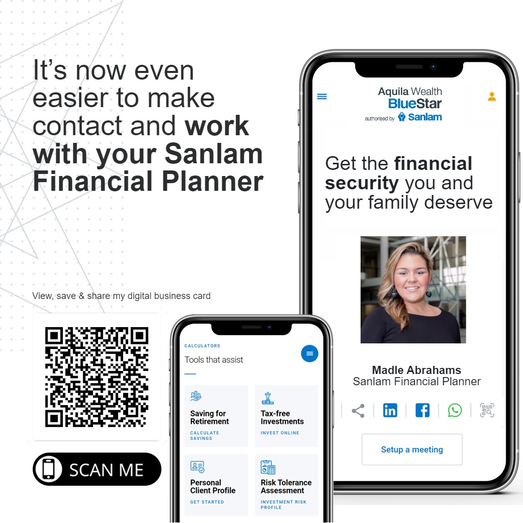Aquila Wealth BlueStar - authorised by Sanlam Facebook ad: We'll show you how to take advantage of…